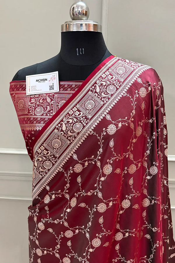 Wine Albeli Jaal Katan Silk Banarasi Saree