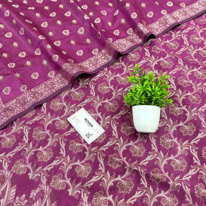 Magenta Surahi Jaal Cotton Silk Banarasi Suit