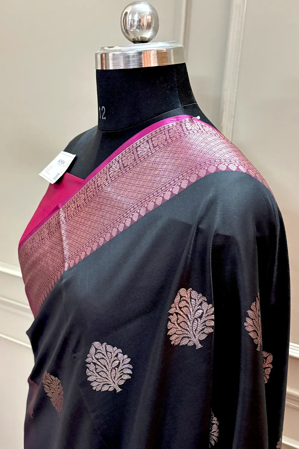 Black and Pink Golden Zari Banarasi Silk Saree