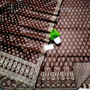 Brown Surahi Mashal Cotton Silk Banarasi Suit