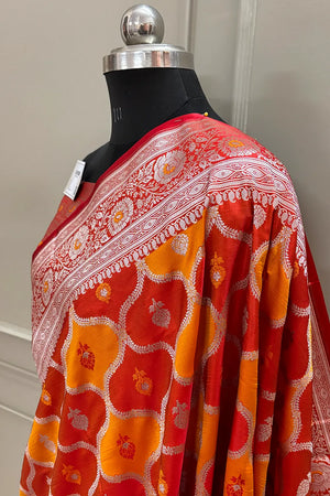 Maroon Ghulam Buti Katan Silk Banarasi Saree