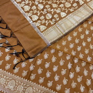 Mustard Chirag Buti Satin Silk Banarasi Suit