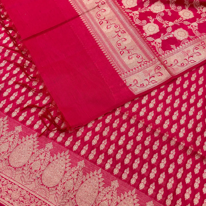 Pink Dracula Buti Banarasi Silk Suit