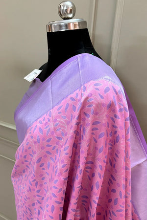 Pink and Lavender Resham Zari Banarasi Silk Saree