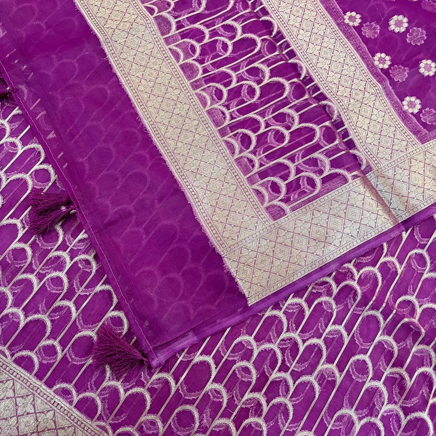 Purple Cactus Jaal Organza Silk Banarasi Suit