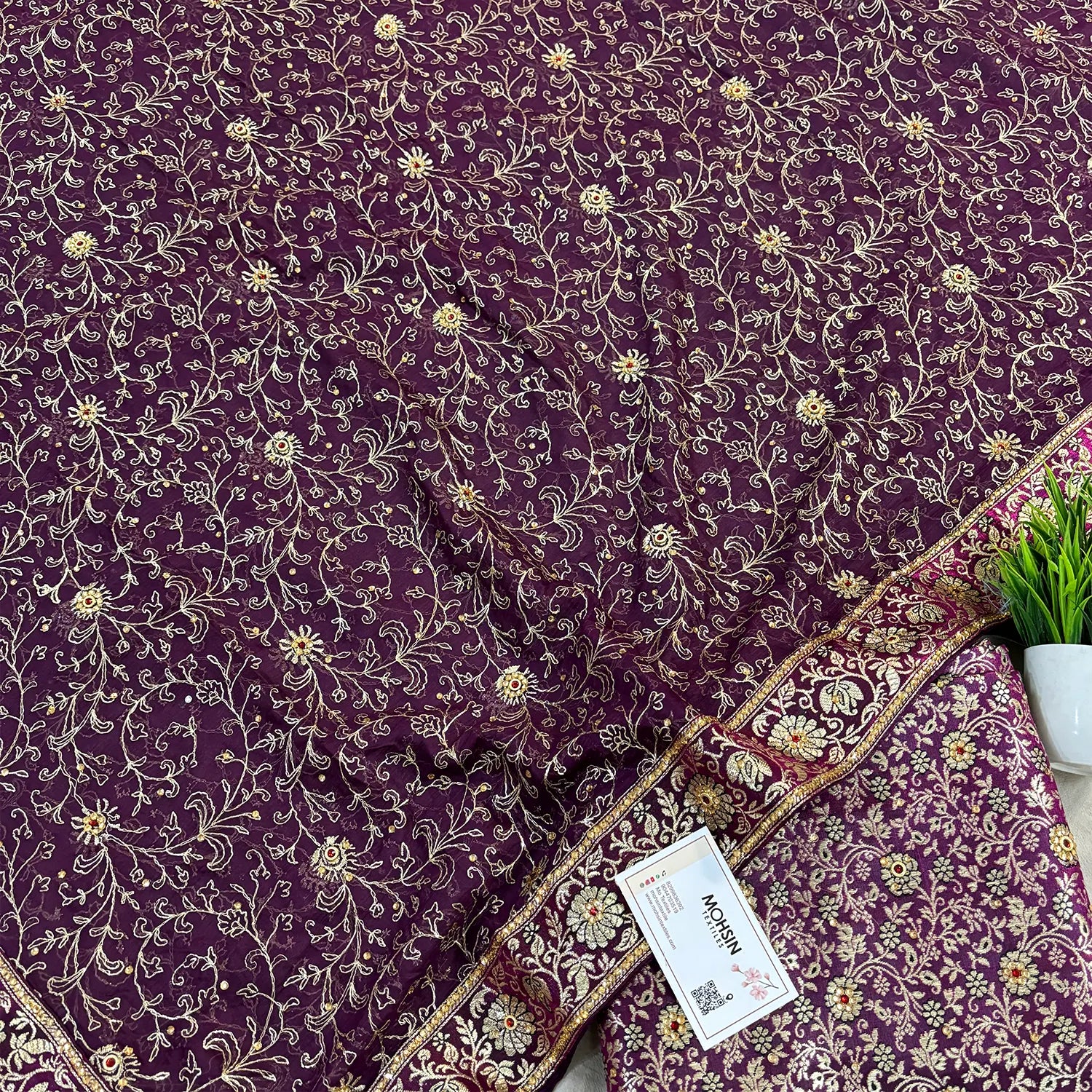 Purple Stone Work Kimkhab Silk Banarasi Gharara