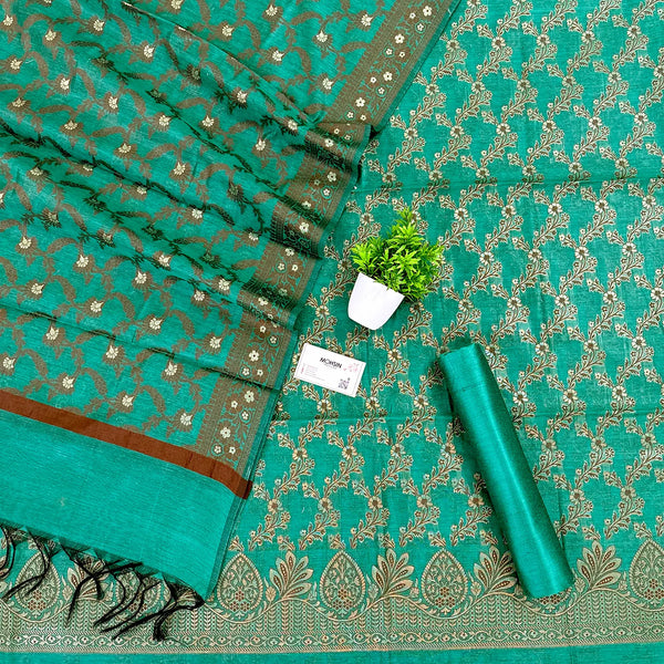 Sea Green Badami Jaal Banarasi Silk Suit