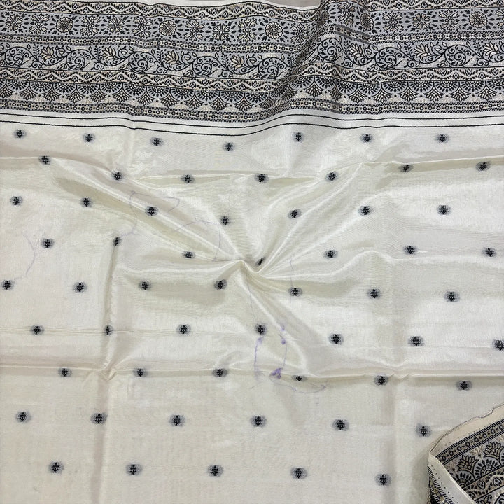 White Jhilmila Taj Dola Silk Banarasi Suit