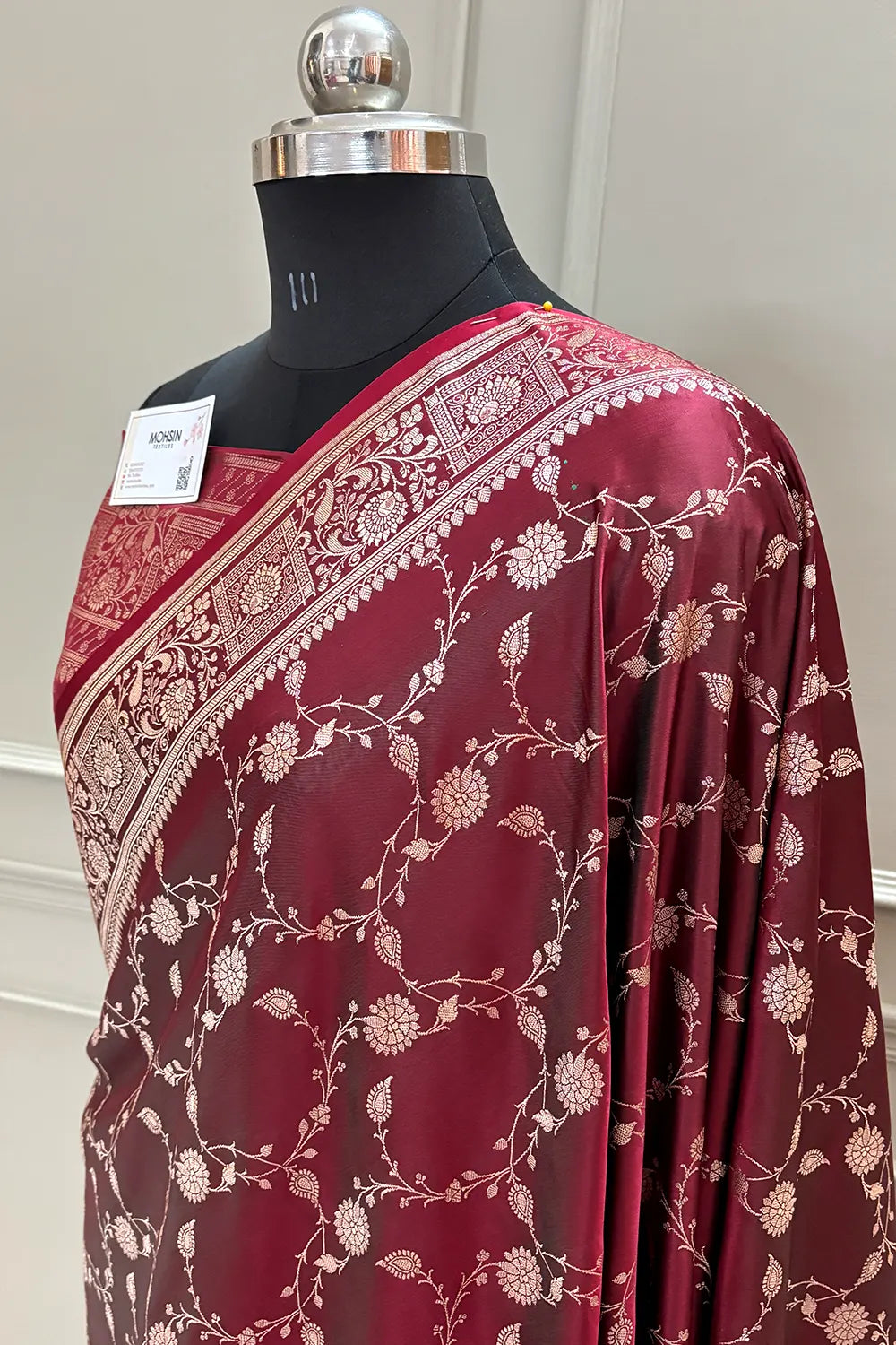 Wine Albeli Jaal Katan Silk Banarasi Saree