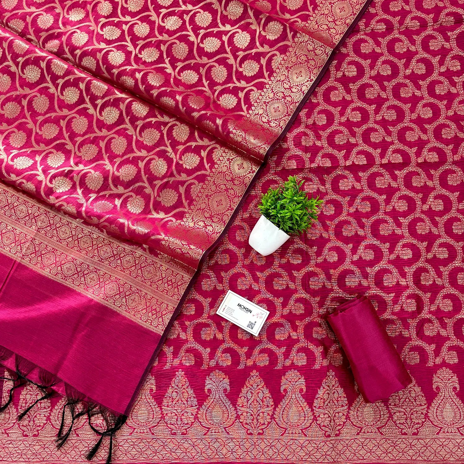 Pink Crush Kalgha Jaal Banarasi Silk Suit