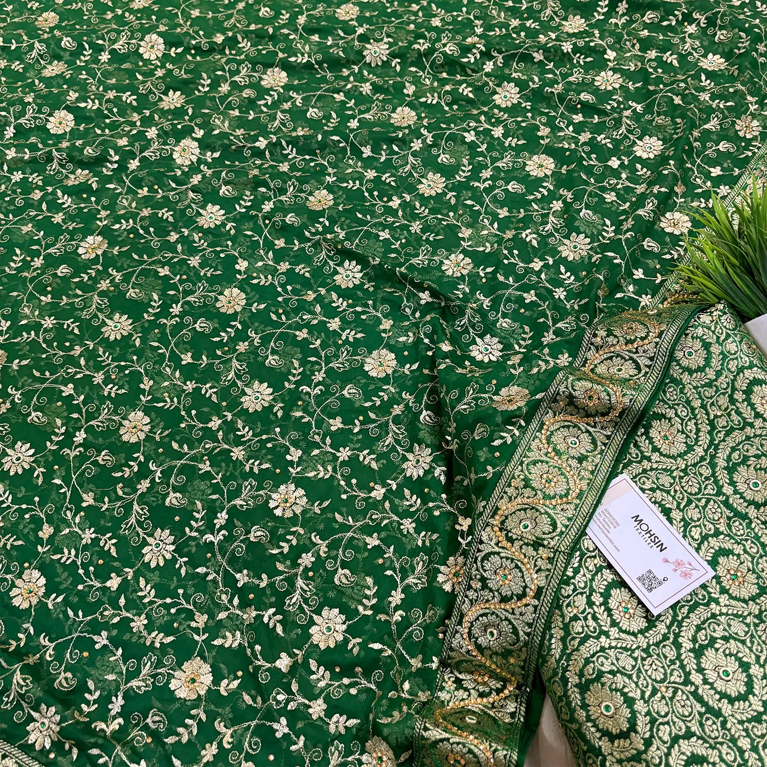 Green Murrah Jaal Stone Work Kimkhab Silk Banarasi Gharara