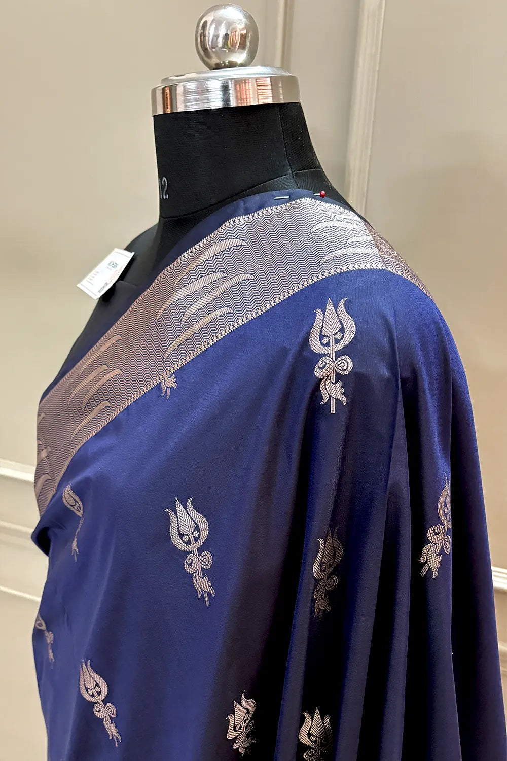 Navy Blue Kalyug Satin Silk Banarasi Saree