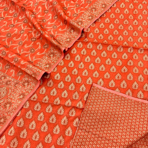 Orange Kacchi Carry Patta Cotton Banarasi Suit