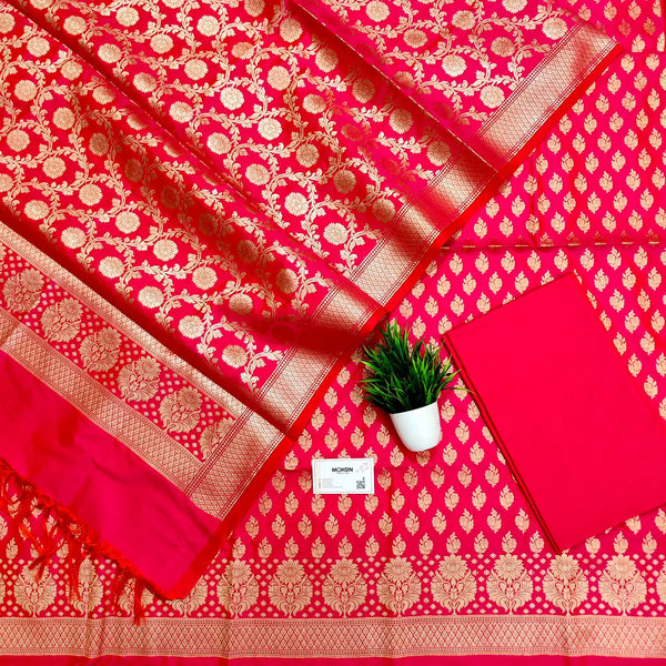 Peach Guldaan Katan Silk Banarasi Suit