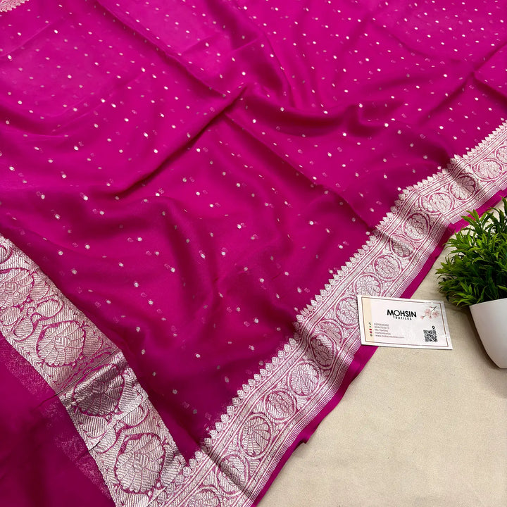 Pink Chunri Georgette Silk Banarasi Dupatta