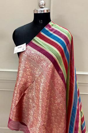 Pink Resham Zari Cotton Silk Banarasi Saree