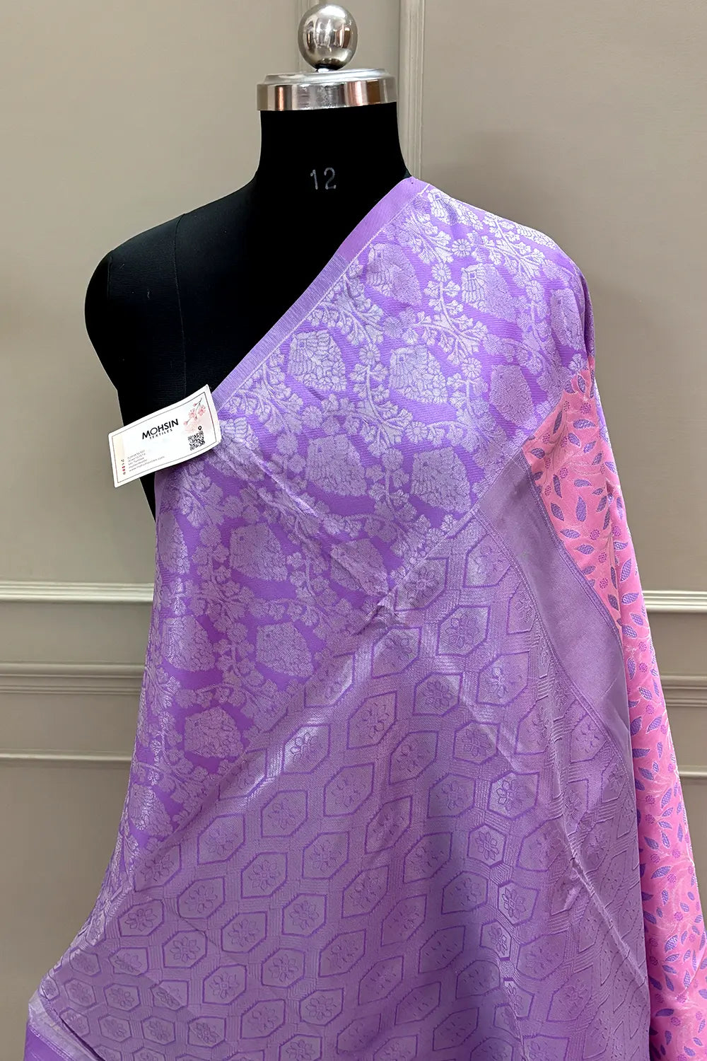 Pink and Lavender Resham Zari Banarasi Silk Saree