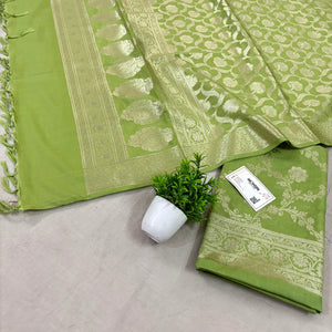 Pista Kashmiri Jaal Katan Silk Banarasi Suit