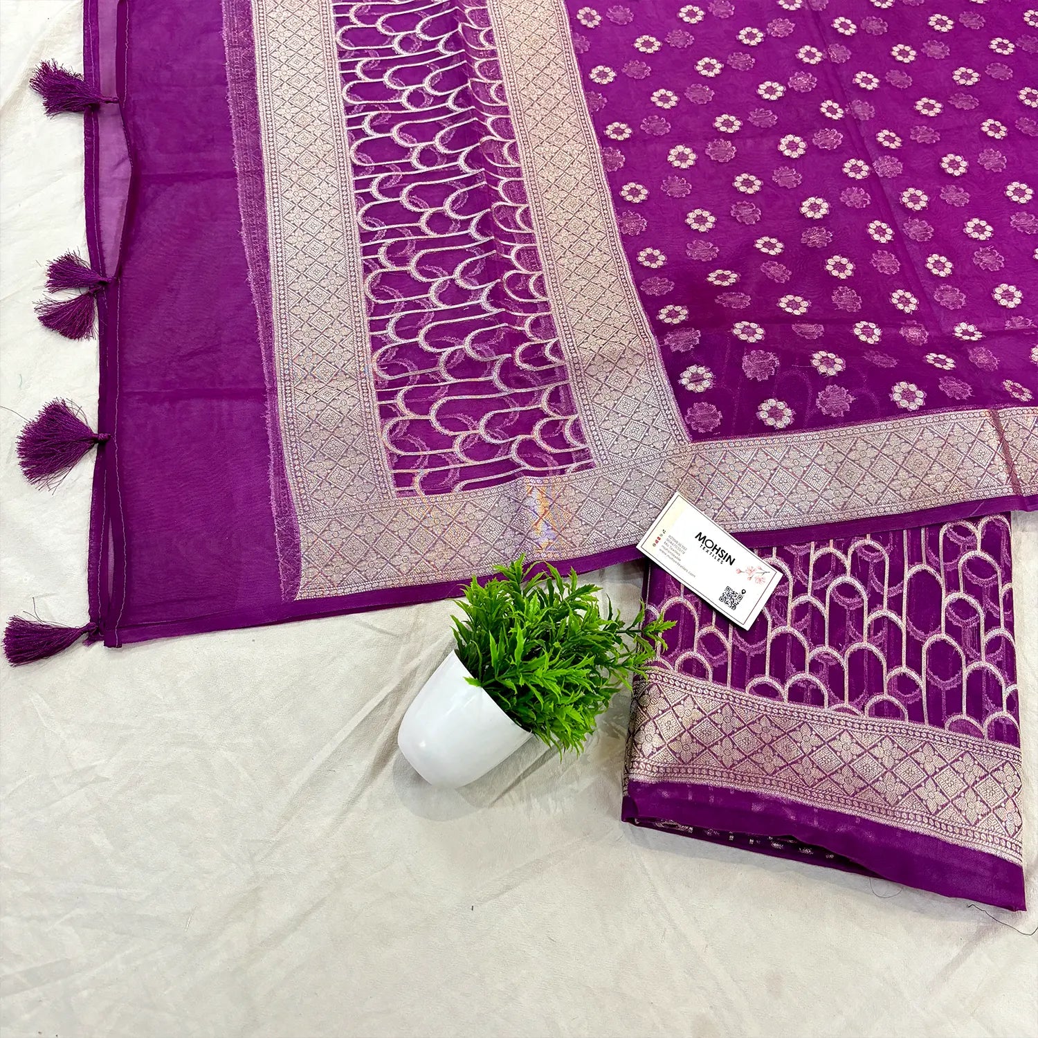 Purple Cactus Jaal Organza Silk Banarasi Suit