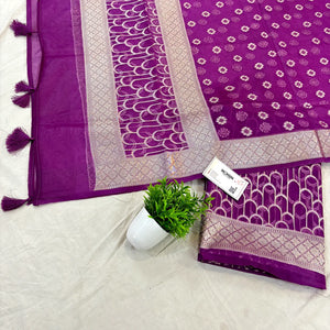 Purple Cactus Jaal Organza Silk Banarasi Suit
