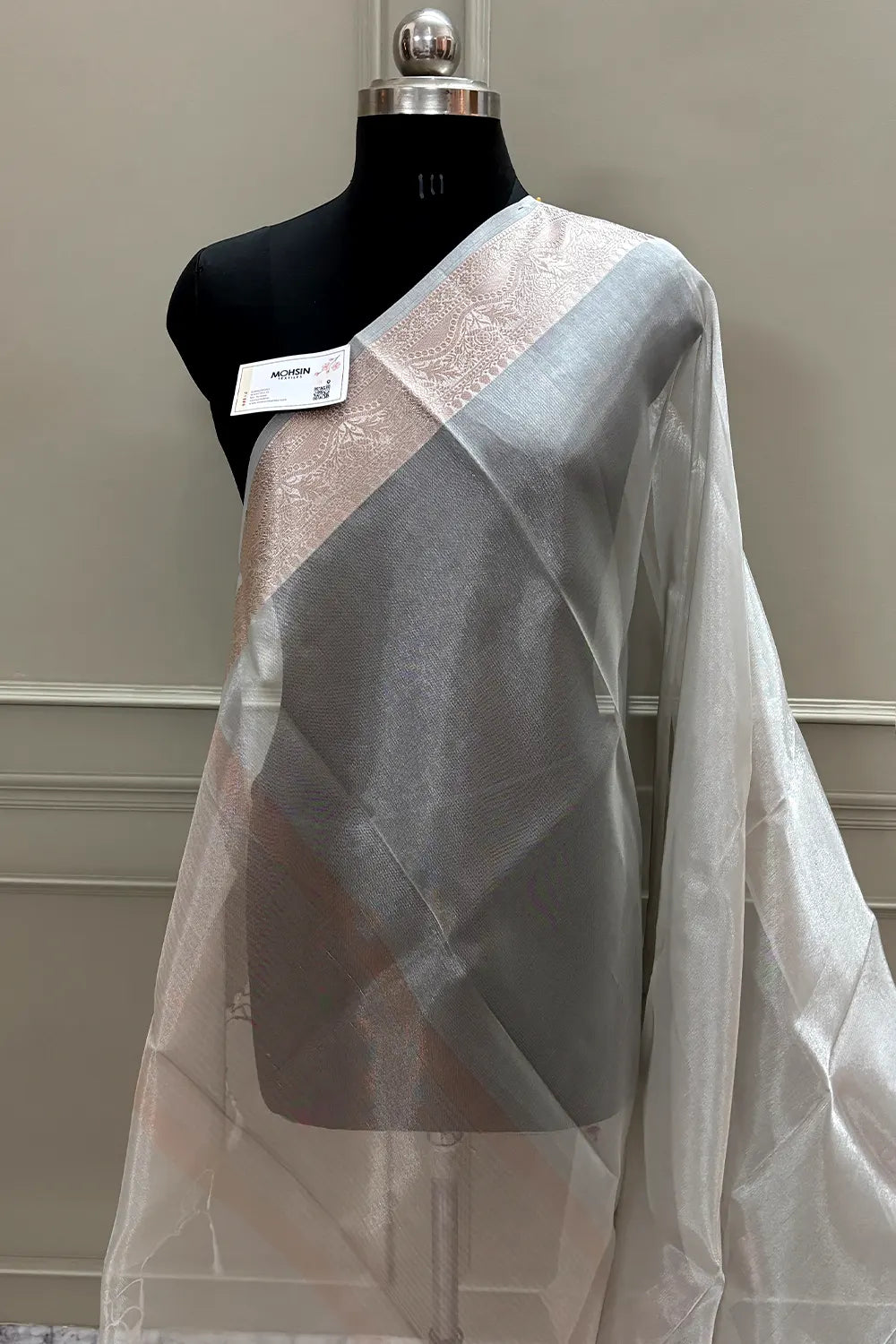 Silver Golden Zari Tissue Silk Banarasi Saree