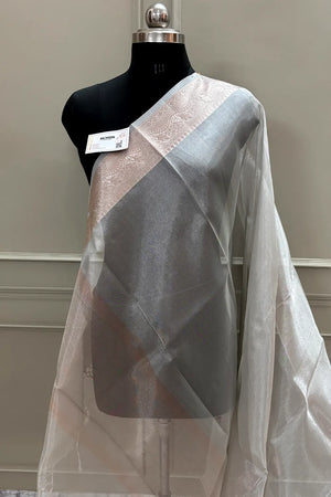 Silver Golden Zari Tissue Silk Banarasi Saree