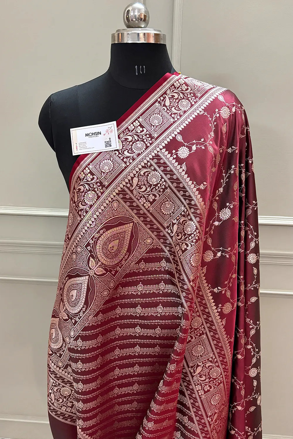 Wine Albeli Jaal Katan Silk Banarasi Saree