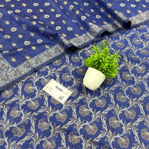 Royal Blue Surahi Jaal Cotton Silk Banarasi Suit