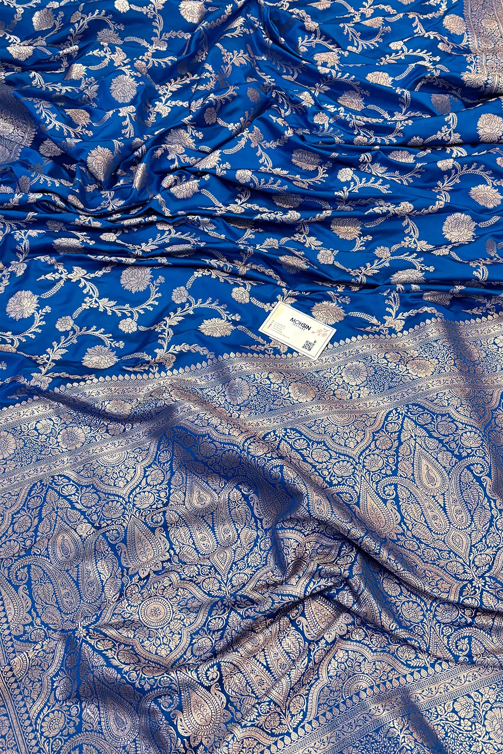 Firozi Laabela Jaal Katan Silk Banarasi Saree