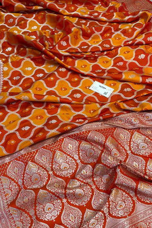 Maroon Ghulam Buti Katan Silk Banarasi Saree