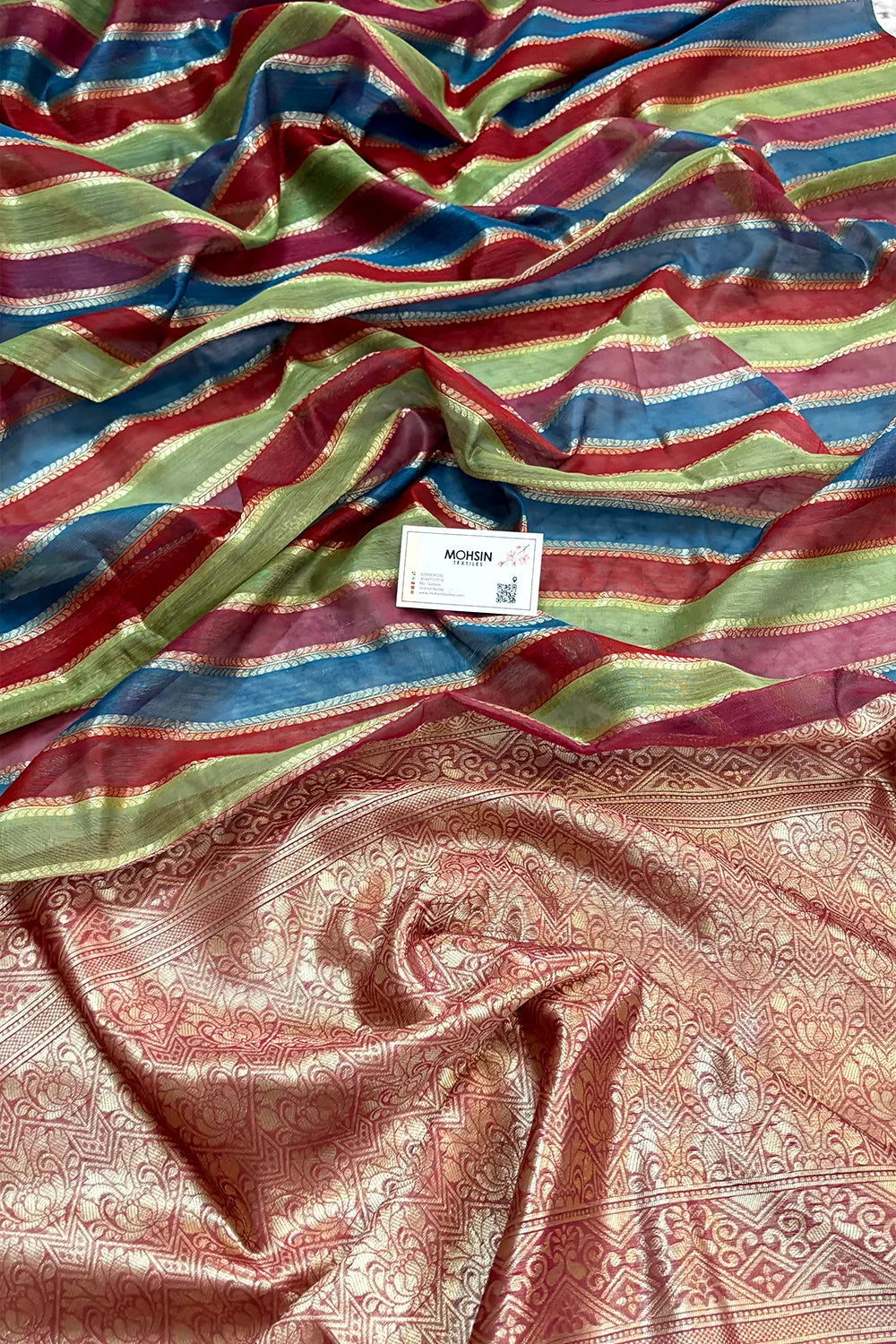 Pink Resham Zari Cotton Silk Banarasi Saree