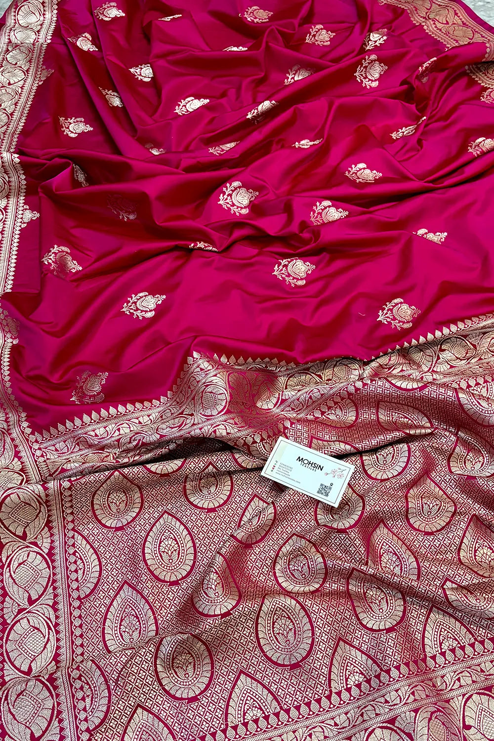 Rani Pink Kohinoor Buti Katan Silk Banarasi Saree