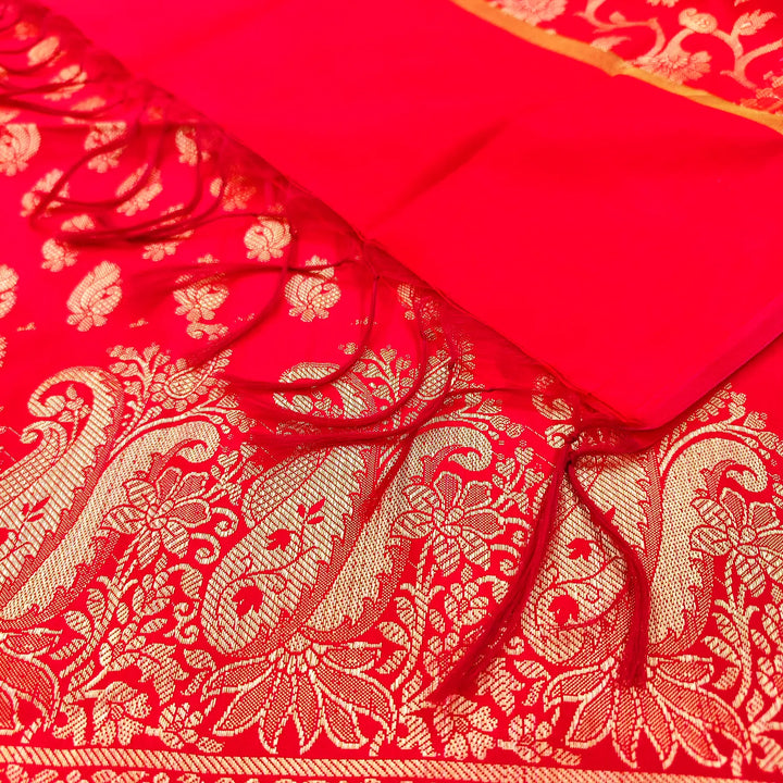 Red Holika Satin Silk Banarasi Suit