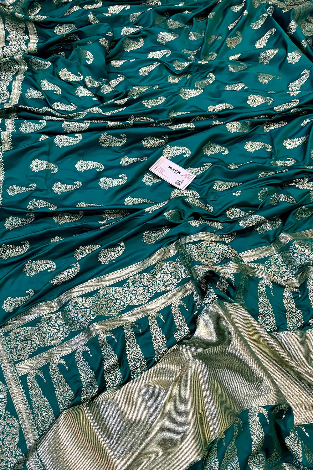 Sea Green Unicorn Buti Katan Silk Banarasi Saree