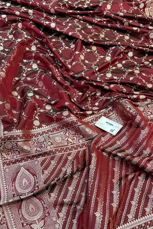 Wine Albeli Jaal Katan Silk Banarasi Saree