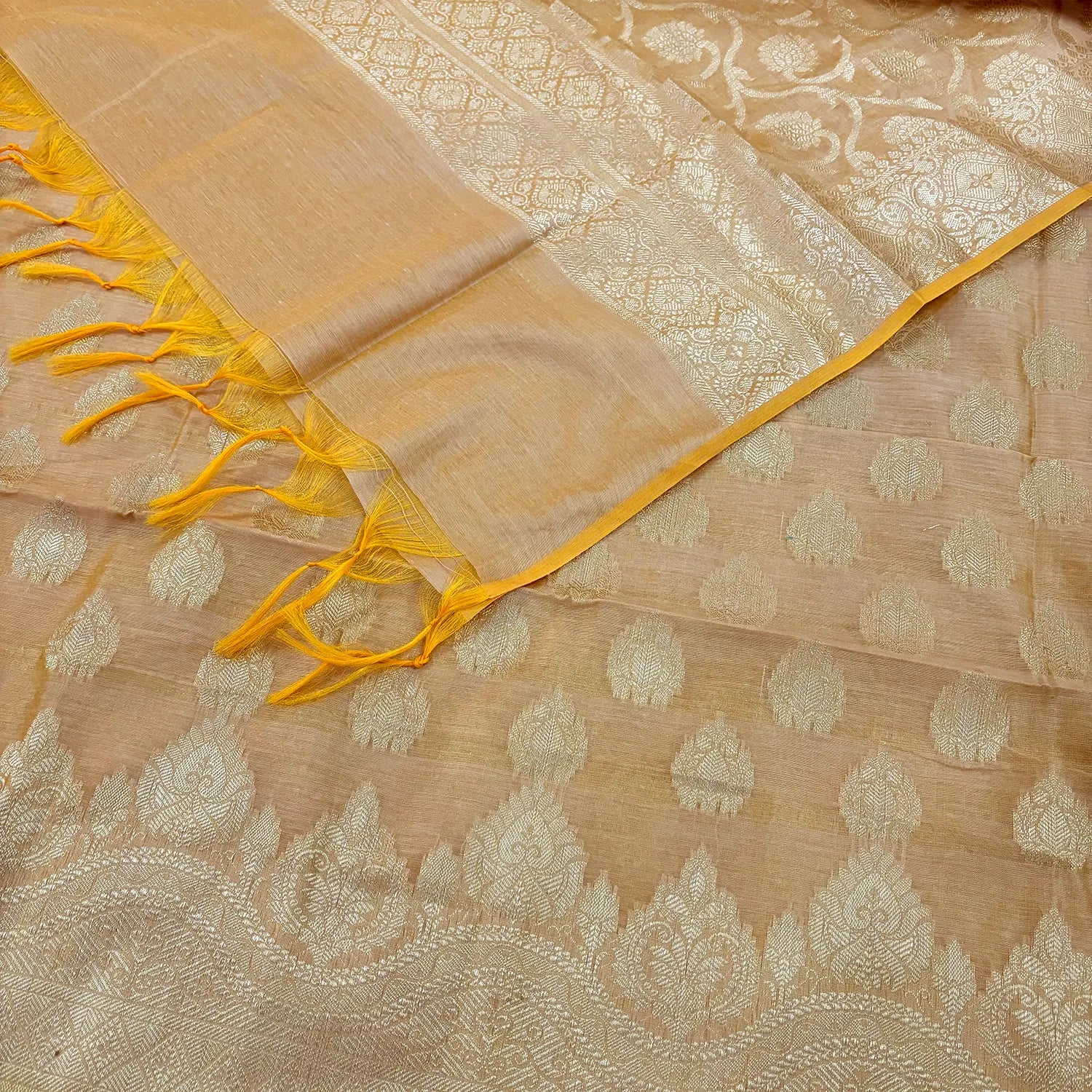 Beige Uggi Dhan Buti Banarasi Silk Suit