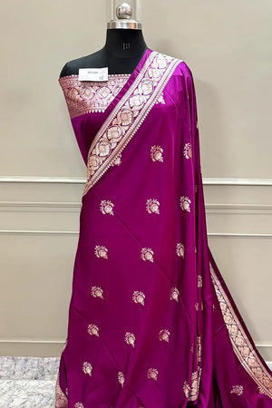 Magenta Kohinoor Buti Katan Silk Banarasi Saree