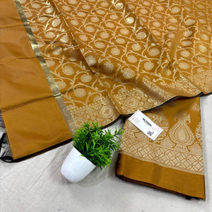 Dark Mustard Kalgha Buti Banarasi Silk Suit