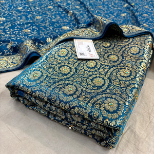 Firozi Murrah Jaal Stone Work Kimkhab Silk Banarasi Gharara