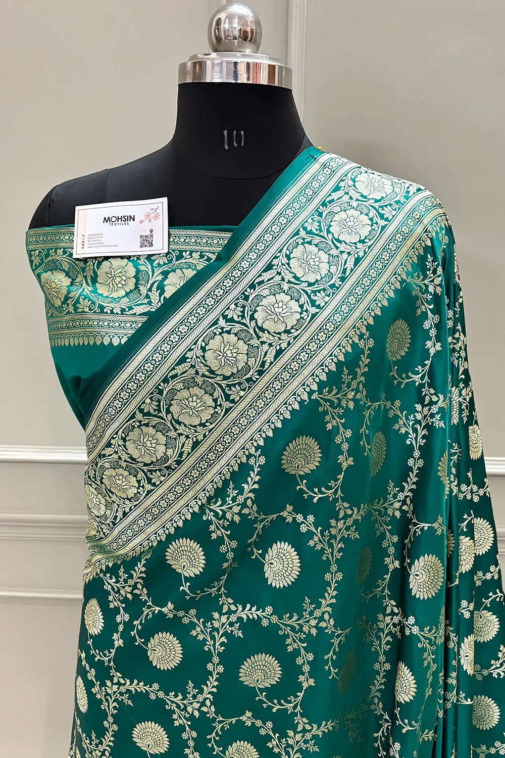Phankuri Sea Green Pankhuri Jaal Katan Silk Banarasi Saree – Mohsin Textiles