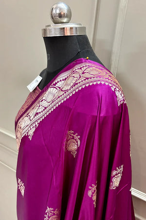 Magenta Kohinoor Buti Katan Silk Banarasi Saree