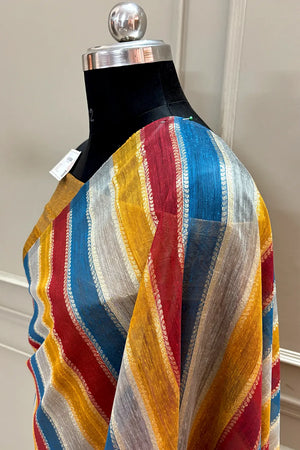 Yellow Resham Zari Cotton Silk Banarasi Saree