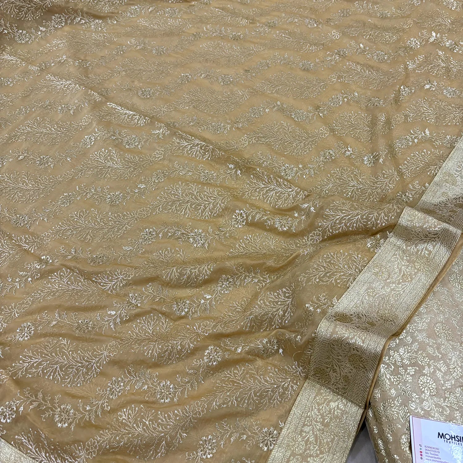 Beige Golden Zari Kimkhab Silk Banarasi Gharara