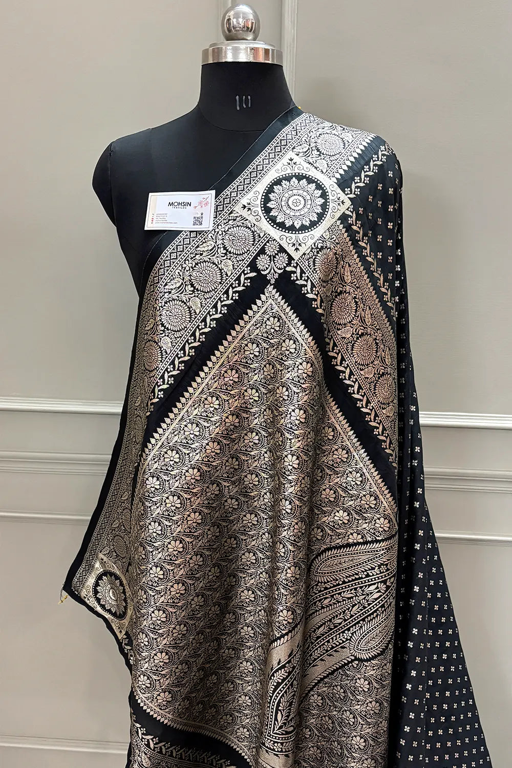 Black Golden Zari Silky Banarasi Saree