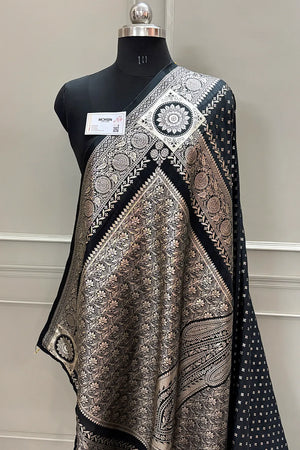 Black Golden Zari Silky Banarasi Saree