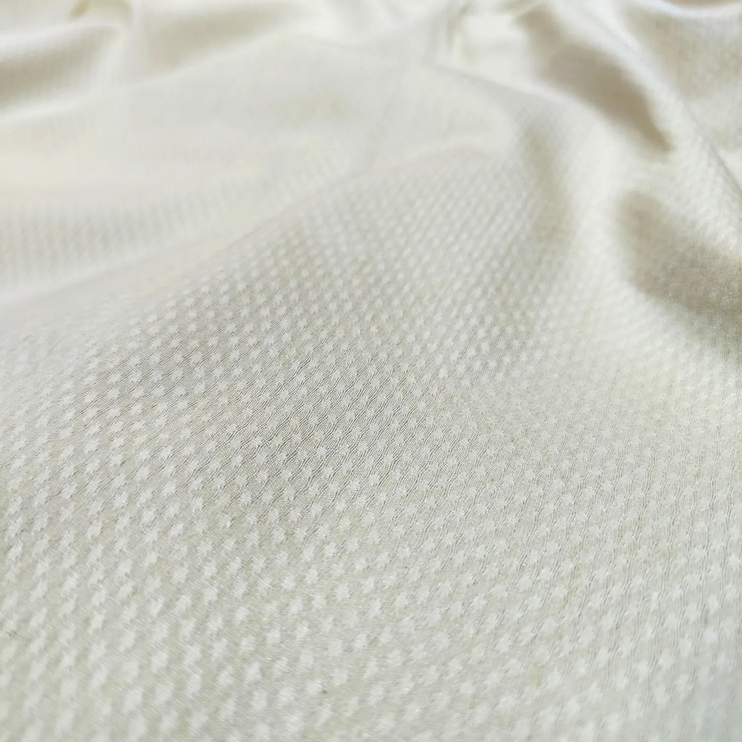 Cream Tanchoi Cotton Silk Banarasi Fabric