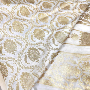 White Dyeable 24 Kalli Handloom Katan Silk Banarasi Lahenga Set