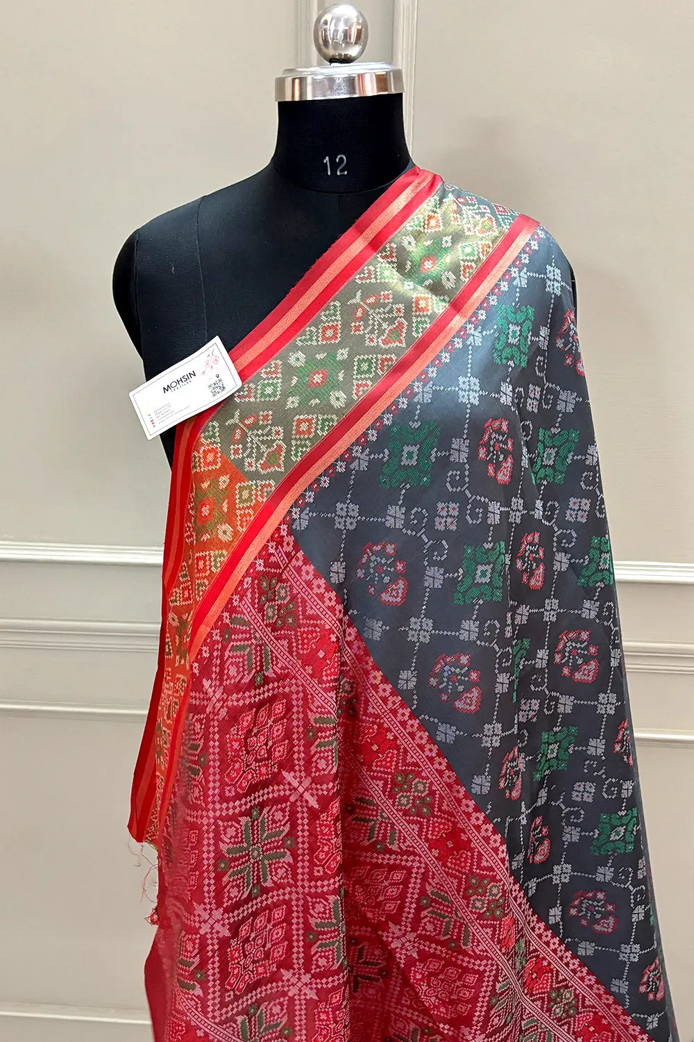 Grey and Maroon Resham Zari Banarasi Silk Saree