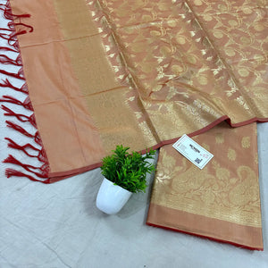 Light Peach Godzilla Satin Silk Banarasi Suit