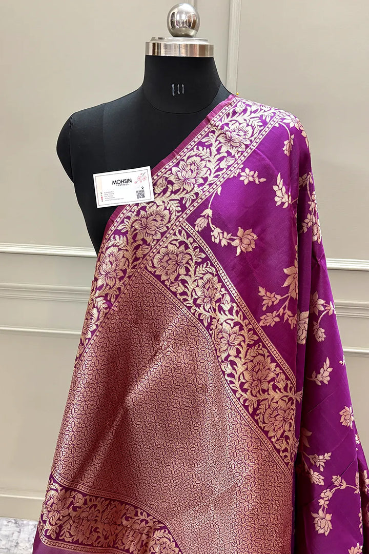 Magenta Resham Zari Silky Banarasi Saree